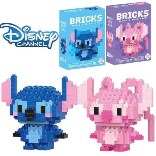 Disney-Velo Stitch Toys Pour Enfants, Figurine Lega, Angel Lega, Dessin Animé Rick, Modèle Assemblé, Cadeaux D'Anniversaire Pour Filles
