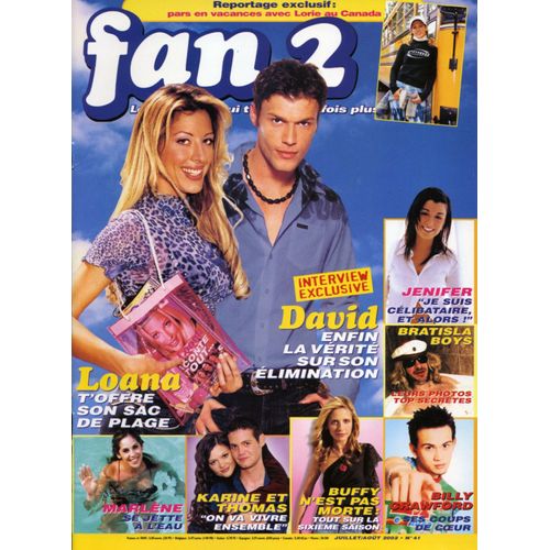 Fan 2 N41 Magazine Revue Juillet/Aout 2002 Avec Marlène/David Du Loft/Buffy Contre Les Vampires/Opération Séduction Aux Caraibes/Shakira/Jean-Pascal/Karine & Thomas Du Loft/Kate Ryan/Lorie/Sman/Mad