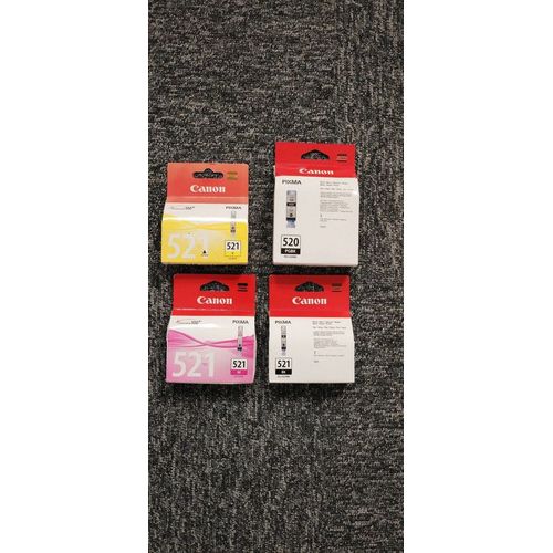 Lot de cartouches d’encre Canon 521M, 521Y, 521B et 520 PGBK
