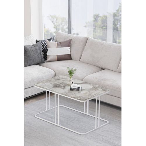 Table Basse Lyon Bois Naturel Et Métal Blanc ¿ Style Scandinave Moderne Et Élégant