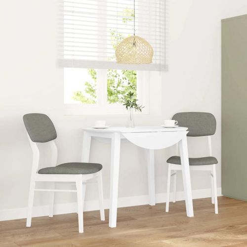 Vidaxl Chaises À Manger Coussins 2 Pcs Blanc Bois Massif Caoutchouc