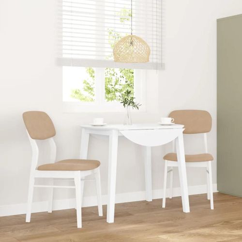 Vidaxl Chaises À Manger Coussins 2 Pcs Blanc Bois Massif Caoutchouc