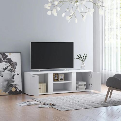 Vidaxl Meuble Tv Blanc 120x34x37 Cm Aggloméré