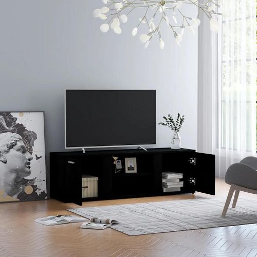 Vidaxl Meuble Tv Noir 120x34x37 Cm Aggloméré