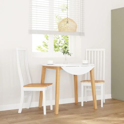 Vidaxl Chaises À Manger 2 Pcs Blanc Bois Massif Caoutchouc