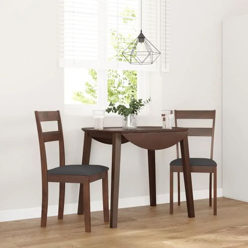 Vidaxl Chaises À Manger Coussins 2 Pcs Marron Bois Massif Caoutchouc