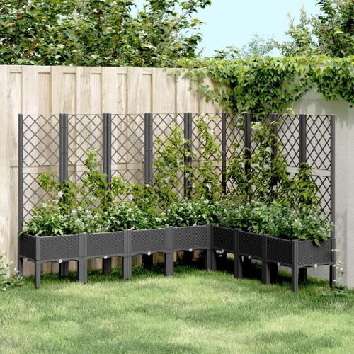 Vidaxl Jardinière Avec Treillis Noir 200x160x142 Cm Pp