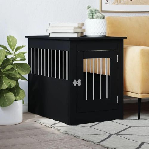 Vidaxl Meuble De Cage Pour Chiens Noir 55x80x68 Cm Bois D'ingénierie