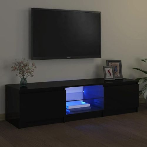 Vidaxl Meuble Tv Avec Lumières Led Noir 140x40x36 Cm