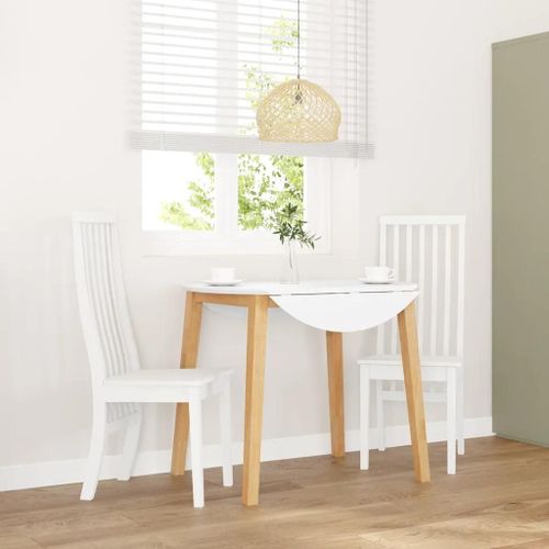 Vidaxl Chaises À Manger 2 Pcs Blanc Bois Massif Caoutchouc