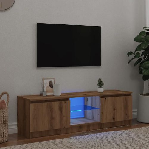 Vidaxl Meuble Tv Avec Lumières Led Chêne Artisanal Bois D'ingénierie