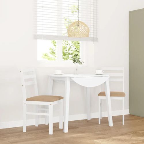 Vidaxl Chaises À Manger Coussins 2 Pcs Blanc Bois Massif Caoutchouc