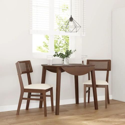 Vidaxl Chaises À Manger Coussins 2 Pcs Marron Bois Massif Caoutchouc