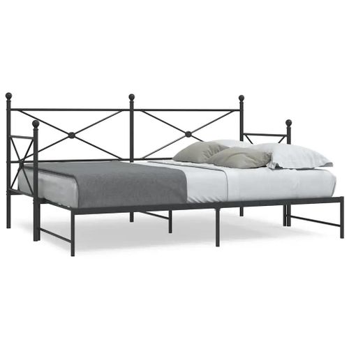 Vidaxl Lit De Jour Avec Gigogne Sans Matelas Noir 90x200 Cm Acier
