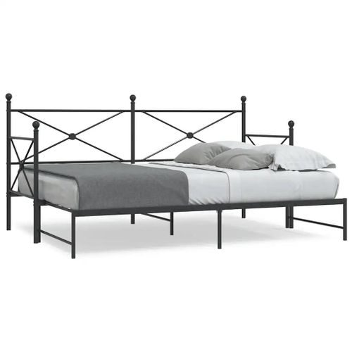 Vidaxl Lit De Jour Et Lit Gigogne Sans Matelas Noir 90x190 Cm Acier