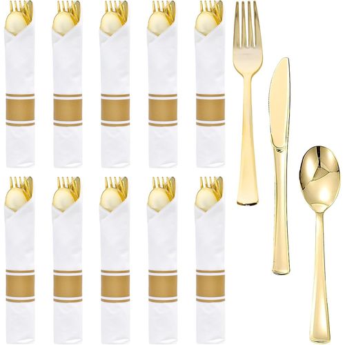 Lot De 10 Ensemble De Couverts, Ensemble Couverts De Table Plastique, Couvert Reutilisable, Set Couverts Plastique, Couvert [96]