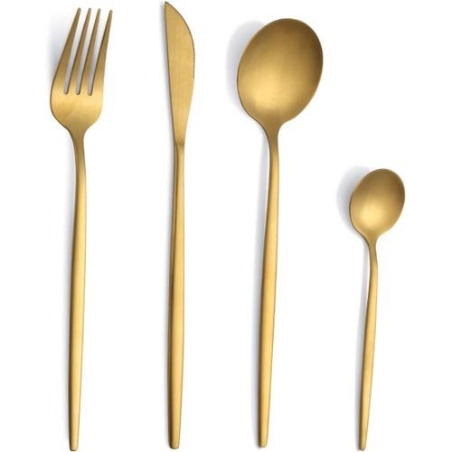 Couverts De Table Pour 6 Personnes, 24 Pièces Couverts Or Mat, Couverts Inox, Set Couverts De Table Avec Couteau, Fourchett[103]