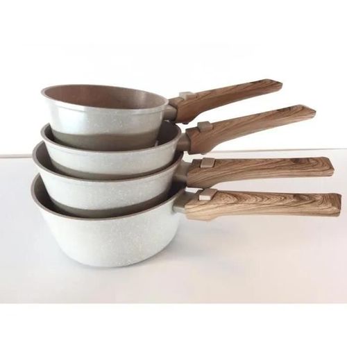 Casseroles - Série 4 - Beige - 14/16/18/20 Cm - Manche Amovible - Fonte D'aluminium