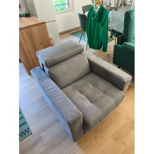 Large Fauteuil En Velour Gris Alinéa