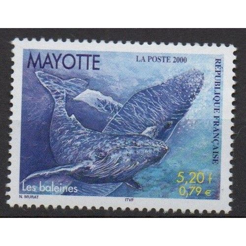 Mayotte Timbre Animaux : La Baleine 2000