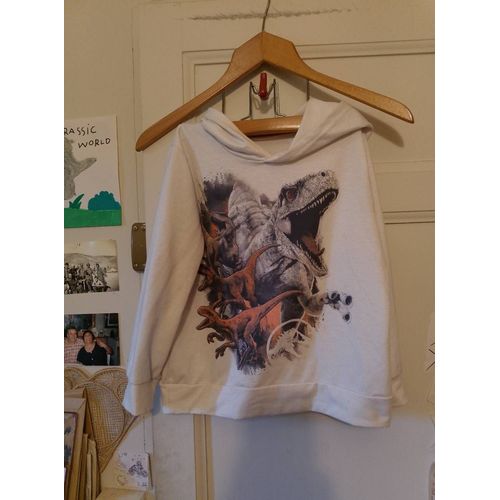 Sweat Léger À Capuche Blanc Motifs Colorés 5 Ans.