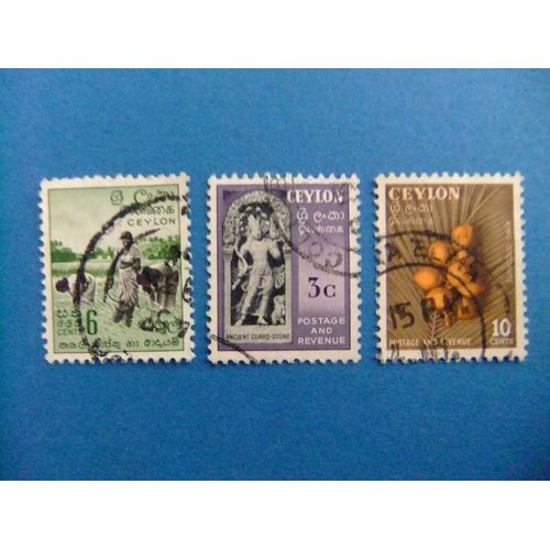 40 Ceylan Ceylon ( Sri Lanka ) 1954 / Serie Corriente / Yvert 293 - 295 Fu