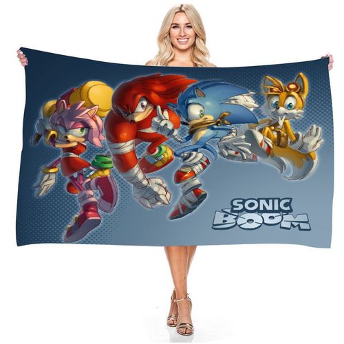 Serviette De Plage Enfant En Microfibre Cartoon Sonic Ultra-Absorbante – Séchage Rapide, Léger & Anti-Sable 80x160 Cm