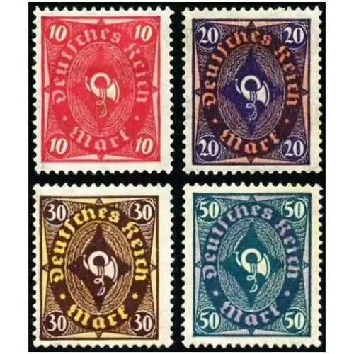 Allemagne, 3ème Reich 1922, Période Inflation, Très Beaux Timbres Neufs** Luxe Yvert 200 À 203, Cor De Chasse Dans Un Ovale, Impression Bicolore. -