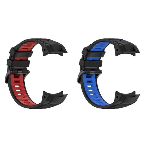 Lichifit - Bracelet De Montre - Pour Garmin Instinct3 - Silicone Bi-Couleur(Noir Rouge+Noir Bleu) - 45mm