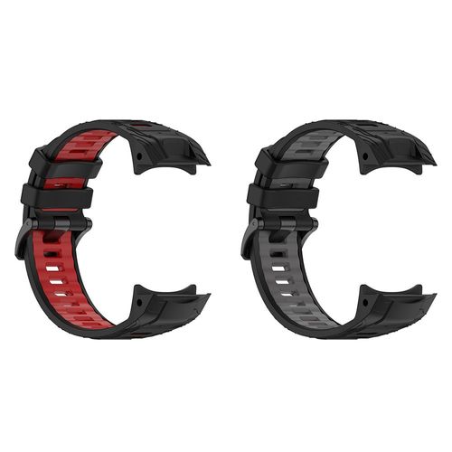 Lichifit - Bracelet De Montre - Pour Garmin Instinct3 - Silicone Bi-Couleur(Noir Rouge+Noir Gris)- 45mm