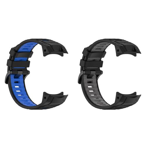 Lichifit - Bracelet De Montre - Pour Garmin Instinct3 - Silicone Bi-Couleur(Gris Noir+Bleu Noir)-45mm