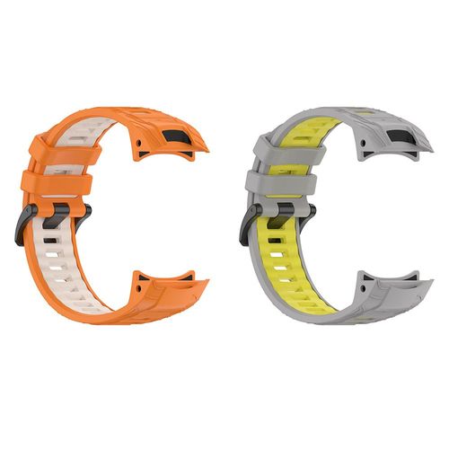 Lichifit - Bracelet De Montre - Pour Garmin Instinct3 - Silicone Bi-Couleur(Orange Blanc+Gris Jaune)-45mm