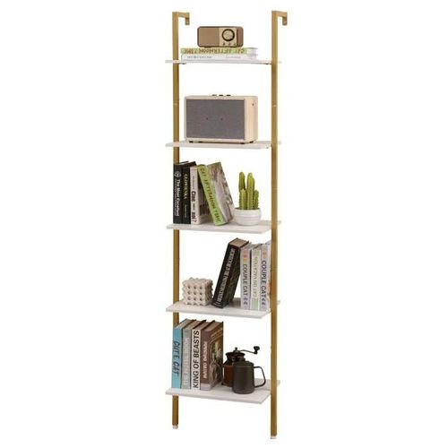 Costway Bibliothèque Murale À 5 Niveaux, Kits Anti-Renversement Et Cadre En Métal, Étagère De Rangement Ouverte Pour Salon Chambre