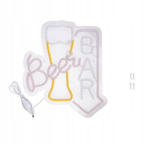 Enseigne de bar à bière Kolny, lettre à intensité variable en forme de monde LED en 2X