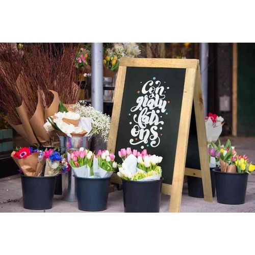 Securit Panneau Ardoise Stop Trottoir Sandwich en Hetre Haute Qualité Hetre - 85X54cm