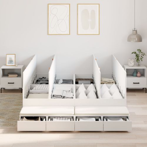 Vidaxl Cadre De Lit De Rangement Blanc 150x200 Cm