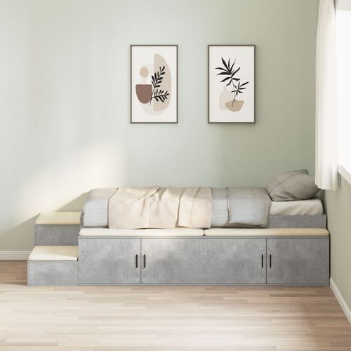 Vidaxl Cadre De Lit De Rangement Gris Béton 100x200 Cm