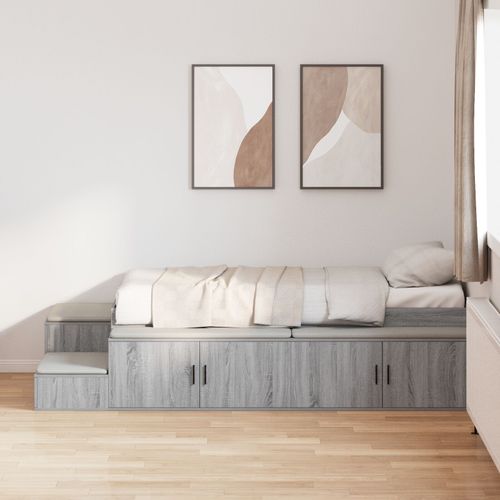 Vidaxl Cadre De Lit De Stockage Gris Sonoma 100x200 Cm