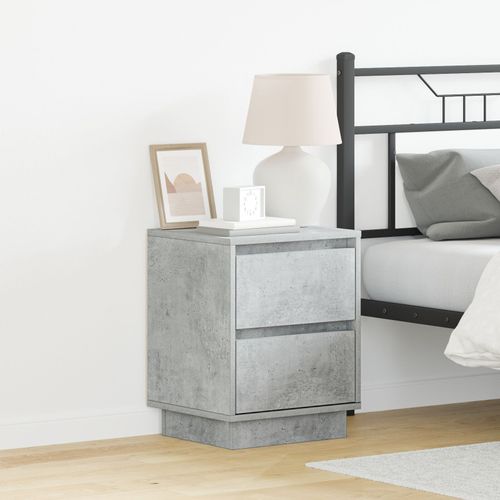 Vidaxl Tables De Chevet Avec Lumières Led 2 Pcs Gris Béton 39x34,5x50 Cm