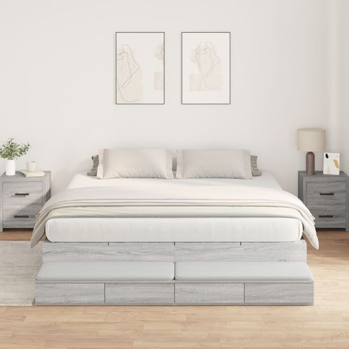 Vidaxl Cadre De Lit Gris Sonoma 200x200 Cm