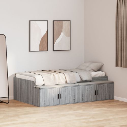 Vidaxl Cadre De Lit De Rangement Gris Sonoma 75x190 Cm