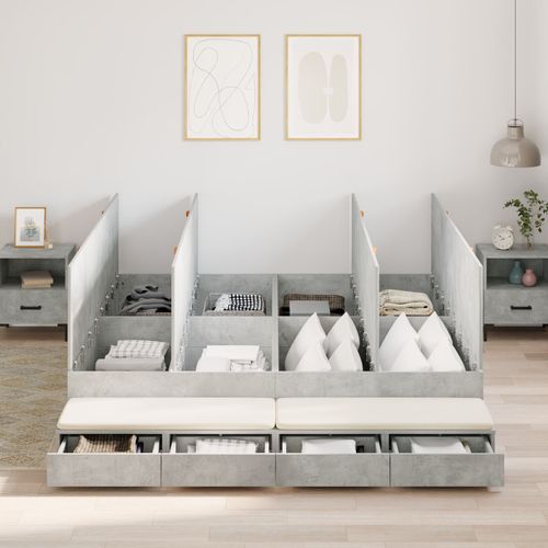 Vidaxl Cadre De Lit Gris Béton 180x200 Cm