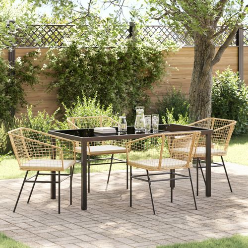 Vidaxl Set De Salle À Manger De Jardin 5 Pièces Avec Coussins Marron Poly Rotin