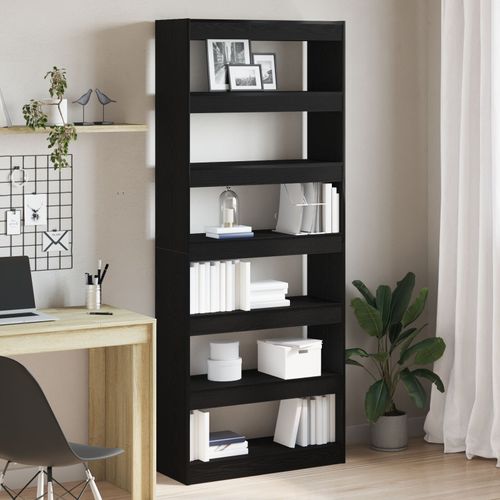 Vidaxl Bibliothèque Noire Noir Bois 80 X 30 X 198 Cm Étagères