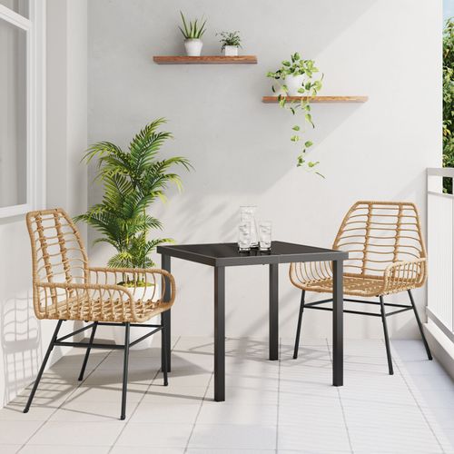 Vidaxl Ensemble Salle À Manger De Jardin 3 Pièces Brun Poly Rotin
