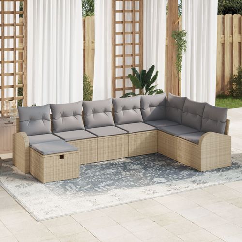 Vidaxl Ensemble De 8 Canapés De Jardin Avec Coussins Beige Rattan Pe