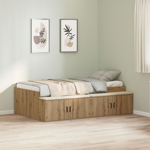 Vidaxl Cadre De Lit De Rangement Chêne Artisanal 90x190 Cm
