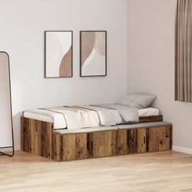 Vidaxl Cadre De Lit Bois Vieilli 75x190 Cm