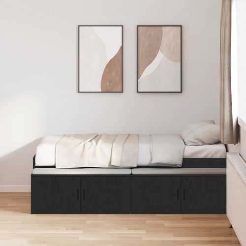 Vidaxl Cadre De Lit De Rangement Chêne Noir 100x200 Cm
