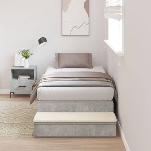 Vidaxl Cadre De Lit De Rangement Gris Béton Bois D'ingénierie